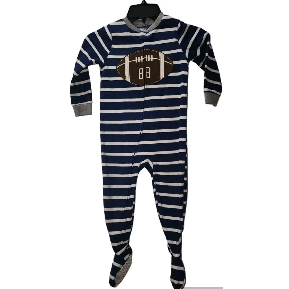 Carter's Football Pajamas Striped One Piece Sleeper 3T‎